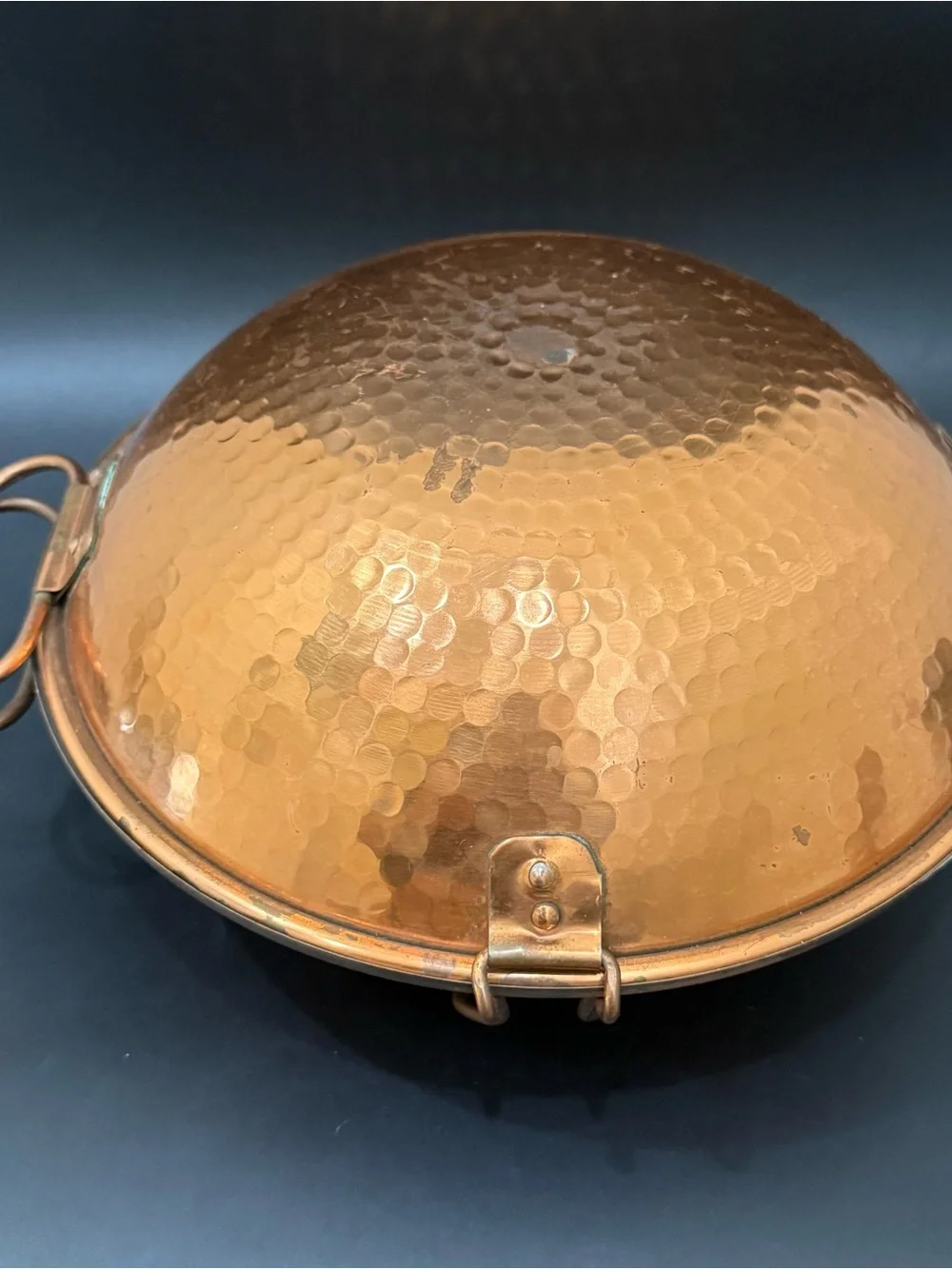 Vintage Portuguese Cataplana Hammered 10” Copper Cooking Vessel Steaming Pot